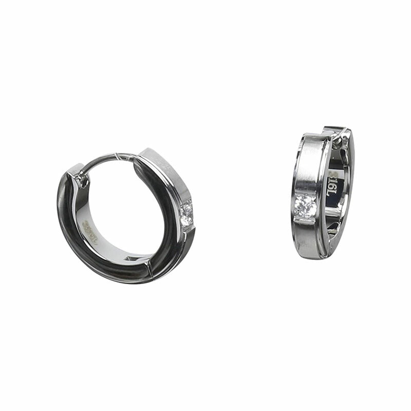 [Negozietto] ネゴツィエット ピアス W1S15-MQ102WG ＜ 低金属アレルギー ステンレス 316L フープ 中折れ 3mm CZ付 3mm×13.5mm ホワイトゴールド ＞