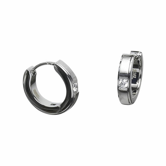 [Negozietto] ネゴツィエット ピアス W1S15-MQ102WG ＜ 低金属アレルギー ステンレス 316L フープ 中折れ 3mm CZ付 3mm×13.5mm ホワイトゴールド ＞