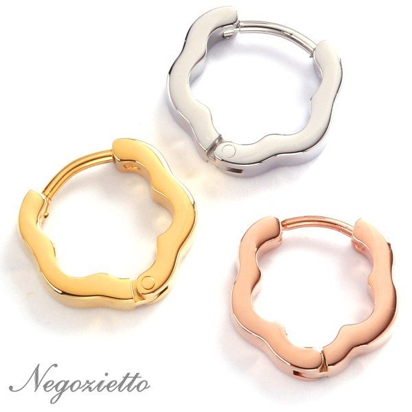 [Negozietto] ネゴツィエット ピアス W1SL5G-FS01 WG ＜ 低金属アレルギー ステンレス 316L フープ 中折れ セカンドピアス パイプ 輪っか ホワイトゴールド ＞