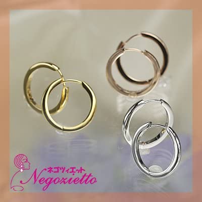 [Negozietto] ネゴツィエット ピアス W1S15G-R220PG ＜ 低金属アレルギー ステンレス 316L フープ 甲丸 中折れ 2mm×20mm ピンクゴールド ＞