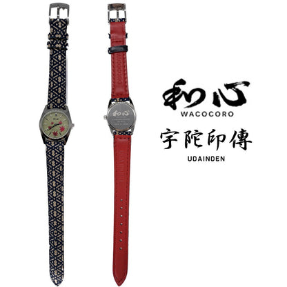[WACOCORO] 和心 腕時計 宇陀印傳 UDAINDEN WA-001L-N ＜ レディース 瓢箪 和柄 日本製 ＞
