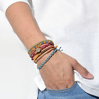 [wakami] ワカミ ブレスレット 7ストランド アンティグア ＜ Earth Bracelet 7strand Antigua ワックスコード ビーズ メタルビーズ 男女兼用 ユニセックス フェアトレード 手作り グァテマラ産 ＞【メール便送料無料】