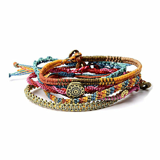 [wakami] ワカミ ブレスレット 7ストランド アンティグア ＜ Earth Bracelet 7strand Antigua ワックスコード ビーズ メタルビーズ 男女兼用 ユニセックス フェアトレード 手作り グァテマラ産 ＞【メール便送料無料】