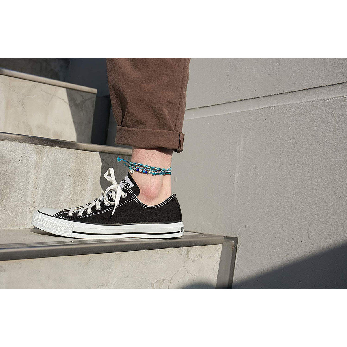 [wakami] ワカミ アンクレット 3ストランド ターコイズ WA-BC17009 ＜ 3Strand Stone Anklets ブルー ビーズ 男女兼用 ユニセックス フェアトレード 手作り グァテマラ産 ＞【メール便送料無料】