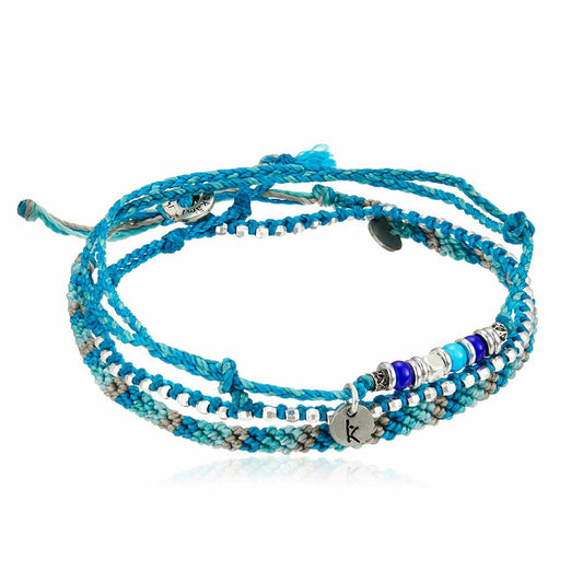 [wakami] ワカミ アンクレット 3ストランド ターコイズ WA-BC17009 ＜ 3Strand Stone Anklets ブルー ビーズ 男女兼用 ユニセックス フェアトレード 手作り グァテマラ産 ＞【メール便送料無料】