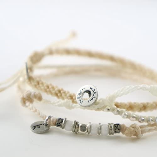 [wakami] ワカミ アンクレット 3ストランド ベージュ WA-BC17013 ＜ 3Strand Stone Anklets Beige クリーム 男女兼用 ユニセックス フェアトレード 手作り グァテマラ産 ＞【メール便送料無料】