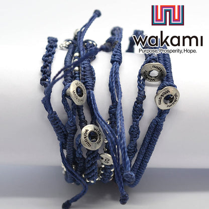 [wakami] ワカミ ブレスレット 7ストランド navy WA-BC18009 ＜ ブルー Earth 7 Strand 男女兼用 ユニセックス フェアトレード 手作り グァテマラ産 ＞【メール便送料無料】