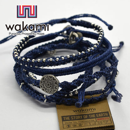 [wakami] ワカミ ブレスレット 7ストランド navy WA-BC18009 ＜ ブルー Earth 7 Strand 男女兼用 ユニセックス フェアトレード 手作り グァテマラ産 ＞【メール便送料無料】