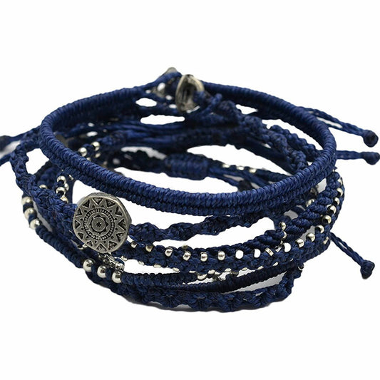 [wakami] ワカミ ブレスレット 7ストランド navy WA-BC18009 ＜ ブルー Earth 7 Strand 男女兼用 ユニセックス フェアトレード 手作り グァテマラ産 ＞【メール便送料無料】