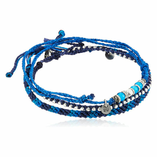 [wakami] ワカミ アンクレット 3ストランド ブルーミックス WA-BC18020-BU ＜ 3Strand Stone Anklets 男女兼用 ユニセックス フェアトレード 手作り グァテマラ産 ＞【メール便送料無料】