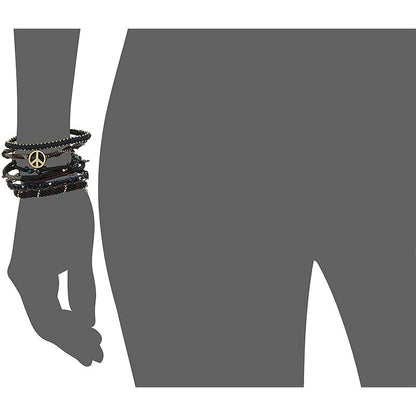 [wakami] ワカミ ブレスレット 7ストランド WA0389blk-50 ＜ ブラック パープル 男女兼用 ユニセックス フェアトレード 手作り グァテマラ産 ＞【メール便送料無料】