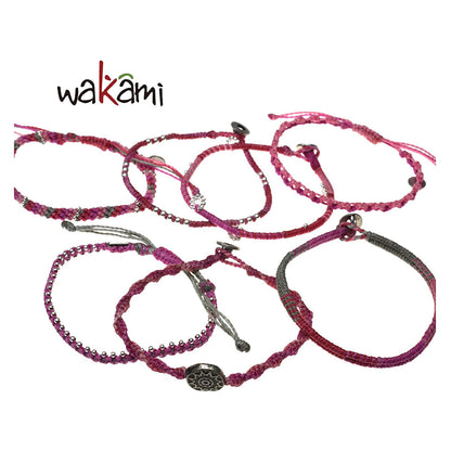 [wakami] ワカミ ブレスレット 7ストランド WA17007 ＜ pink ピンクEarth Bracelet 7strand 男女兼用 ユニセックス フェアトレード 手作り グァテマラ産 ＞【メール便送料無料】