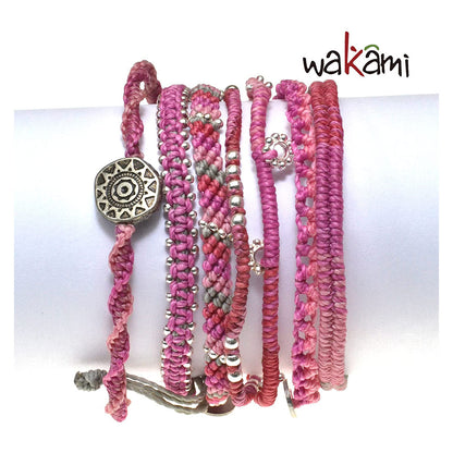 [wakami] ワカミ ブレスレット 7ストランド WA17007 ＜ pink ピンクEarth Bracelet 7strand 男女兼用 ユニセックス フェアトレード 手作り グァテマラ産 ＞【メール便送料無料】
