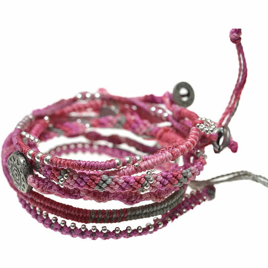 [wakami] ワカミ ブレスレット 7ストランド WA17007 ＜ pink ピンクEarth Bracelet 7strand 男女兼用 ユニセックス フェアトレード 手作り グァテマラ産 ＞【メール便送料無料】