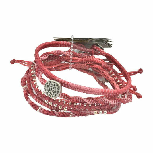 [wakami] ワカミ ブレスレット 7ストランド WA18004 ＜ ハイパーバリーピンク Earth Bracelet 7strand 男女兼用 ユニセックス フェアトレード 手作り グァテマラ産 ＞【メール便送料無料】