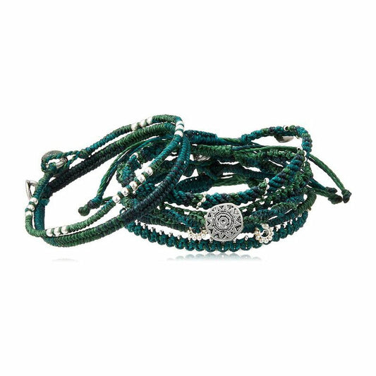 [wakami] ワカミ ブレスレット 7ストランド WA18006 ＜ hybridrhythm green グリーンEarth Bracelet 7strand 男女兼用 ユニセックス フェアトレード 手作り グァテマラ産 ＞【メール便送料無料】
