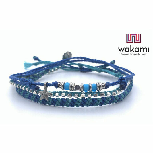 [wakami] ワカミ アンクレット 3ストランド set of 3 WA19015 ＜ mix7 男女兼用 ユニセックス フェアトレード 手作り グァテマラ産 ＞【メール便送料無料】