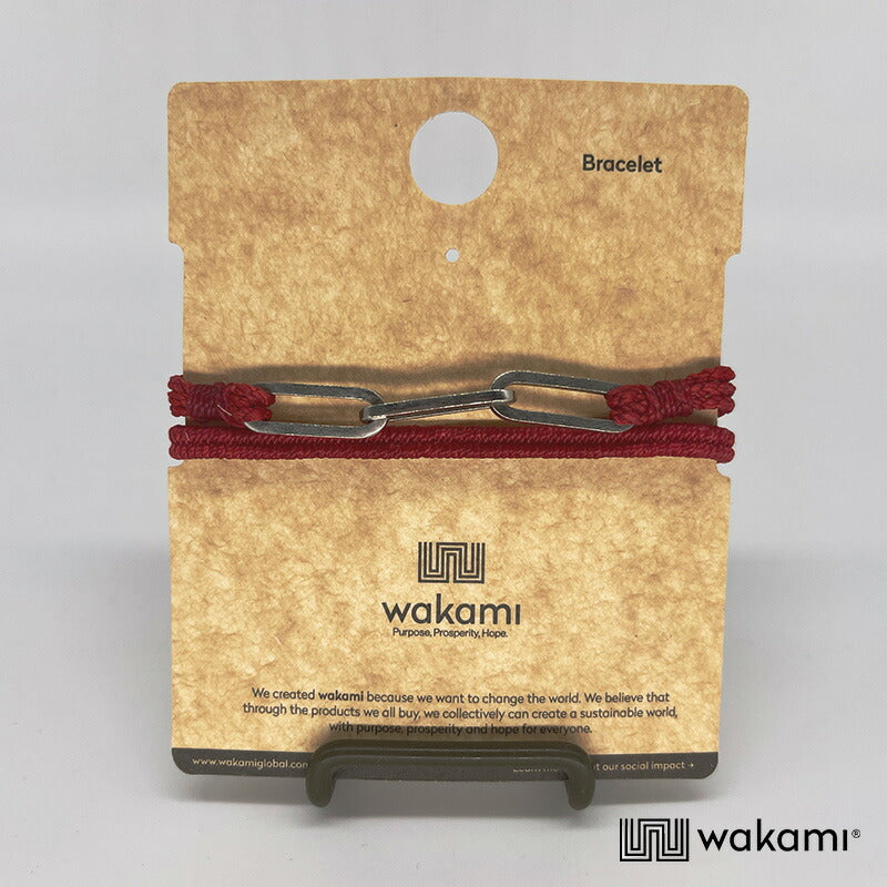 [wakami] ワカミ ブレスレット 2ストランド RED レッド waan2023-01-01 ＜ 2Strand Bracelet 男女兼用 ユニセックス フェアトレード 手作り グァテマラ産 ＞【メール便送料無料】