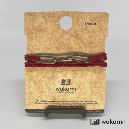 [wakami] ワカミ ブレスレット 2ストランド RED レッド waan2023-01-01 ＜ 2Strand Bracelet 男女兼用 ユニセックス フェアトレード 手作り グァテマラ産 ＞【メール便送料無料】
