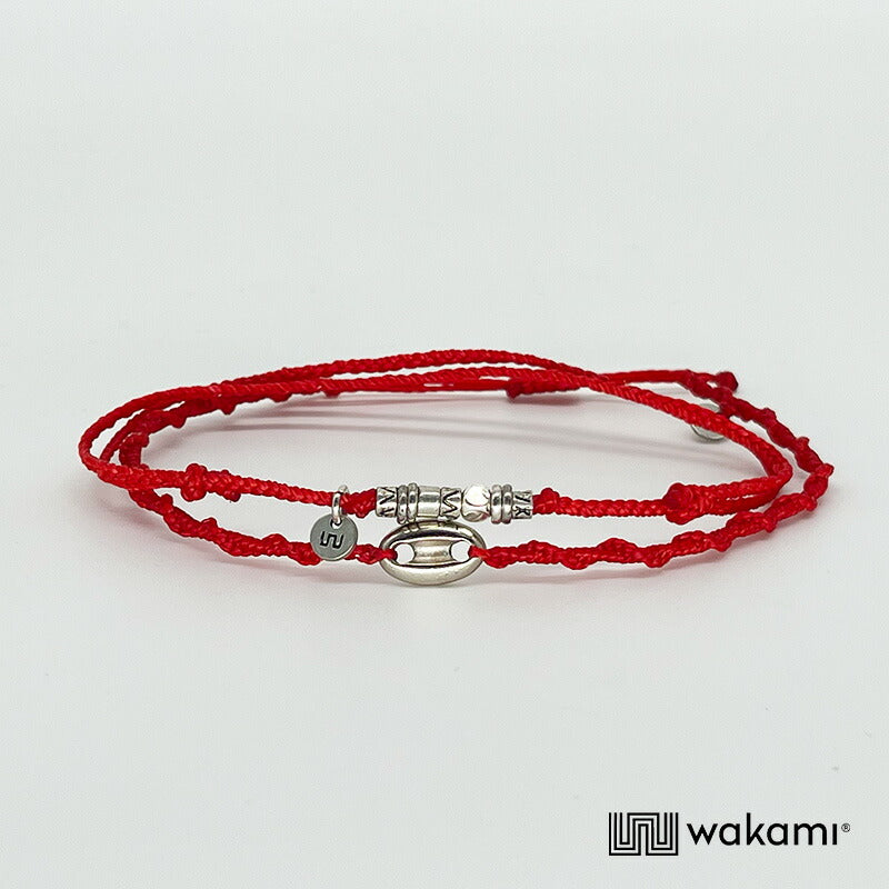 [wakami] ワカミ アンクレット 2ストランド RED レッド waan2023-03-01 ＜ 2Strand Anklets 男女兼用 ユニセックス フェアトレード 手作り グァテマラ産 ＞【メール便送料無料】