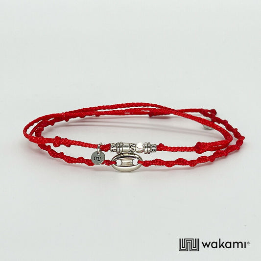 [wakami] ワカミ アンクレット 2ストランド RED レッド waan2023-03-01 ＜ 2Strand Anklets 男女兼用 ユニセックス フェアトレード 手作り グァテマラ産 ＞【メール便送料無料】