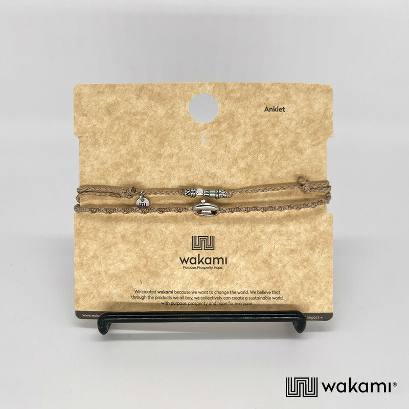 [wakami] ワカミ アンクレット 2ストランド ECRU ナチュラル waan2023-03-02 ＜ 2Strand Anklets 男女兼用 ユニセックス フェアトレード 手作り グァテマラ産 ＞【メール便送料無料】