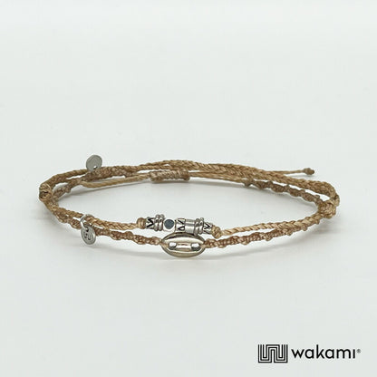 [wakami] ワカミ アンクレット 2ストランド ECRU ナチュラル waan2023-03-02 ＜ 2Strand Anklets 男女兼用 ユニセックス フェアトレード 手作り グァテマラ産 ＞【メール便送料無料】