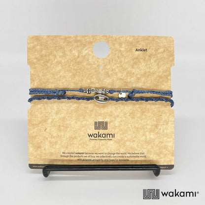 [wakami] ワカミ アンクレット 2ストランド DENIM デニム ブルー waan2023-03-03 ＜ 2Strand Anklets 男女兼用 ユニセックス フェアトレード 手作り グァテマラ産 ＞【メール便送料無料】