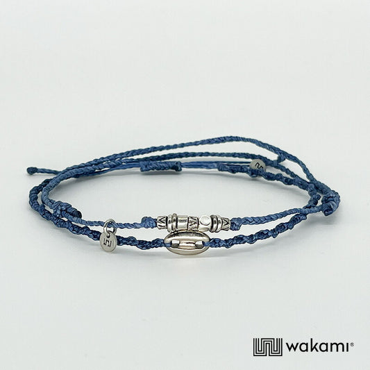 [wakami] ワカミ アンクレット 2ストランド DENIM デニム ブルー waan2023-03-03 ＜ 2Strand Anklets 男女兼用 ユニセックス フェアトレード 手作り グァテマラ産 ＞【メール便送料無料】
