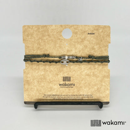 [wakami] ワカミ アンクレット 2ストランド OLIVE オリーブ waan2023-03-04 ＜ 2Strand Anklets 男女兼用 ユニセックス フェアトレード 手作り グァテマラ産 ＞【メール便送料無料】