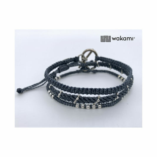 [wakami] ワカミ ブレスレット 3ストランド ブルー WAAN2111-BLU ＜ 3Strand Stone bracelet 男女兼用 ユニセックス フェアトレード 手作り グァテマラ産 ＞【メール便送料無料】