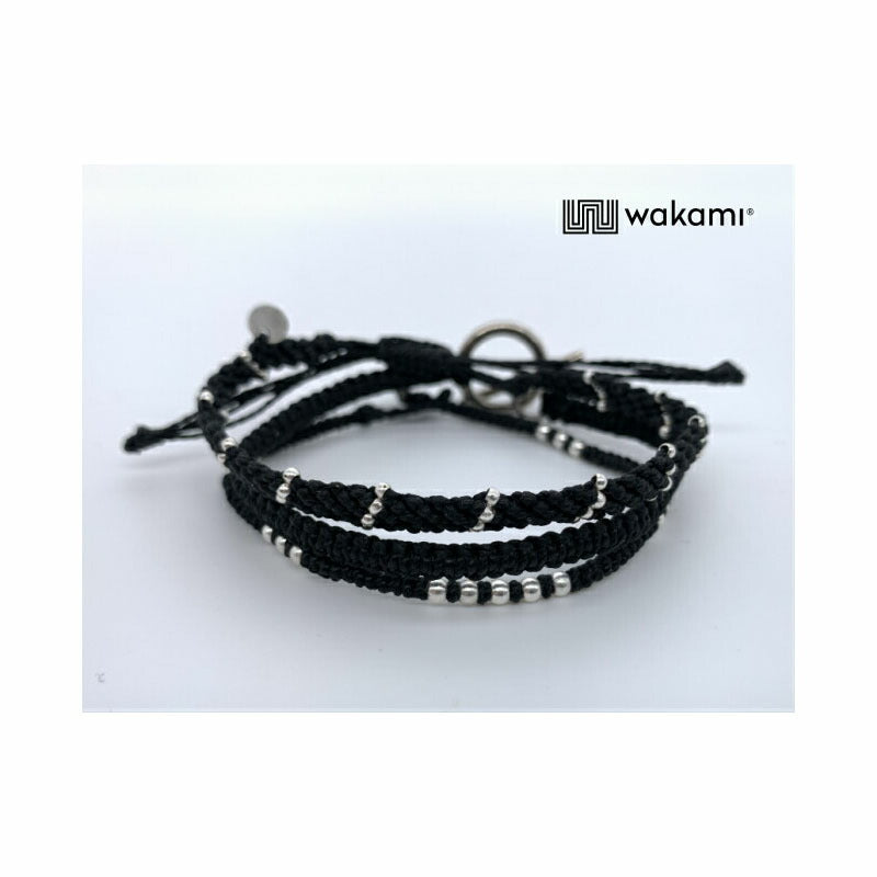 [wakami] ワカミ ブレスレット 3ストランド ブラック WAAN2111-BLK ＜ 3Strand Stone bracelet 男女兼用 ユニセックス フェアトレード 手作り グァテマラ産 ＞【メール便送料無料】