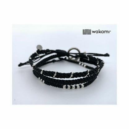 [wakami] ワカミ ブレスレット 3ストランド ブラック WAAN2111-BLK ＜ 3Strand Stone bracelet 男女兼用 ユニセックス フェアトレード 手作り グァテマラ産 ＞【メール便送料無料】