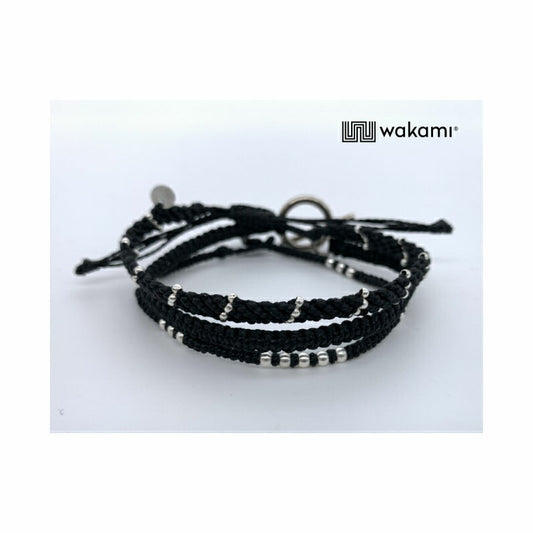 [wakami] ワカミ ブレスレット 3ストランド ブラック WAAN2111-BLK ＜ 3Strand Stone bracelet 男女兼用 ユニセックス フェアトレード 手作り グァテマラ産 ＞【メール便送料無料】