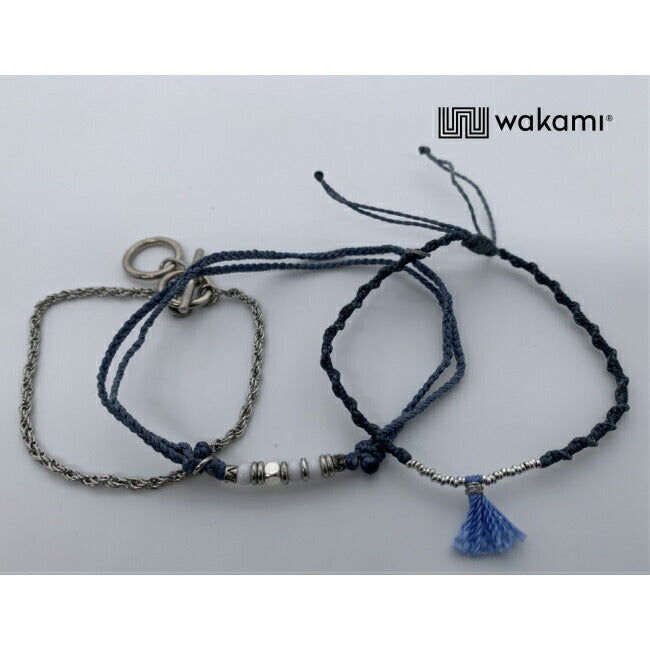 [wakami] ワカミ アンクレット 3ストランド ブルー WAAN2112-BLU ＜ 3Strand Stone Anklets 男女兼用 ユニセックス フェアトレード 手作り グァテマラ産 ＞【メール便送料無料】