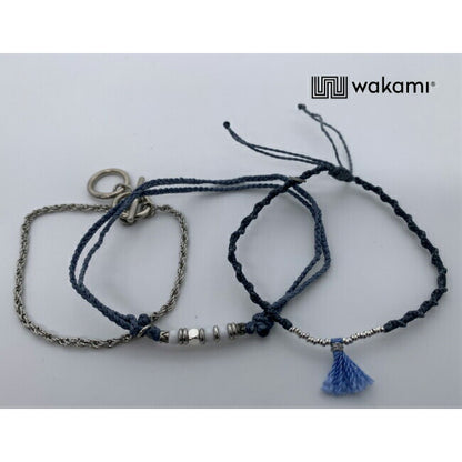 [wakami] ワカミ アンクレット 3ストランド ブルー WAAN2112-BLU ＜ 3Strand Stone Anklets 男女兼用 ユニセックス フェアトレード 手作り グァテマラ産 ＞【メール便送料無料】