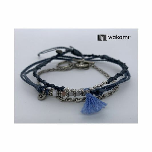 [wakami] ワカミ アンクレット 3ストランド ブルー WAAN2112-BLU ＜ 3Strand Stone Anklets 男女兼用 ユニセックス フェアトレード 手作り グァテマラ産 ＞【メール便送料無料】