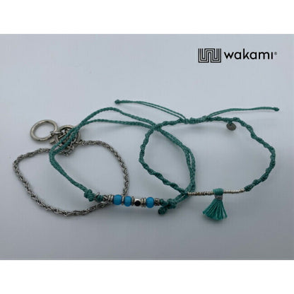 [wakami] ワカミ アンクレット 3ストランド ターコイズ WAAN2112-TUR ＜ 3Strand Stone Anklets 男女兼用 ユニセックス フェアトレード 手作り グァテマラ産 ＞【メール便送料無料】