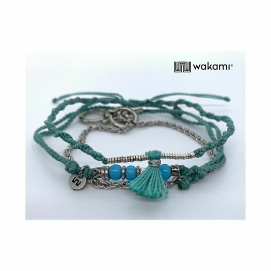 [wakami] ワカミ アンクレット 3ストランド ターコイズ WAAN2112-TUR ＜ 3Strand Stone Anklets 男女兼用 ユニセックス フェアトレード 手作り グァテマラ産 ＞【メール便送料無料】