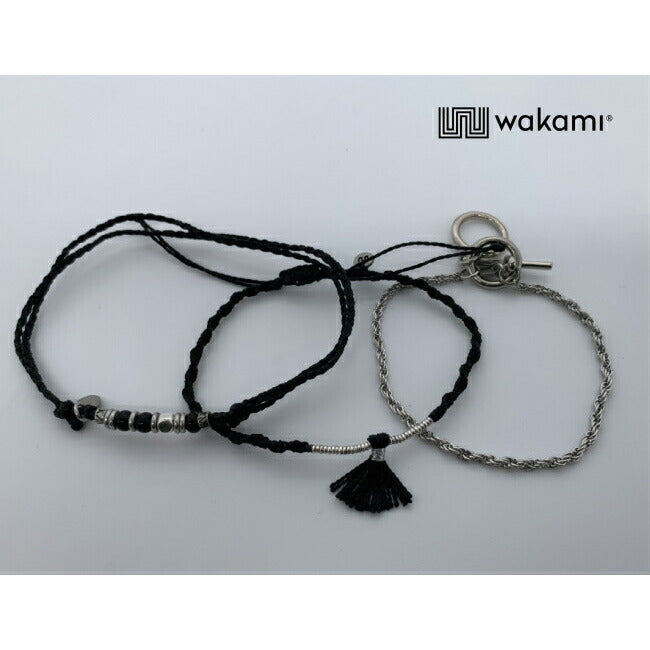[wakami] ワカミ アンクレット 3ストランド ブラック WAAN2112-BLK ＜ 3Strand Stone Anklets 男女兼用 ユニセックス フェアトレード 手作り グァテマラ産 ＞【メール便送料無料】