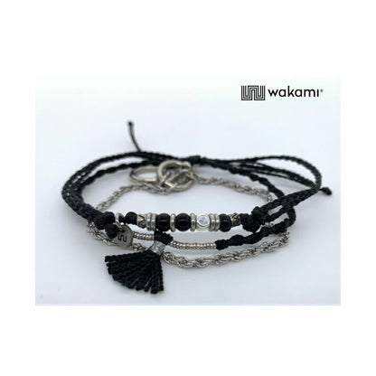 [wakami] ワカミ アンクレット 3ストランド ブラック WAAN2112-BLK ＜ 3Strand Stone Anklets 男女兼用 ユニセックス フェアトレード 手作り グァテマラ産 ＞【メール便送料無料】