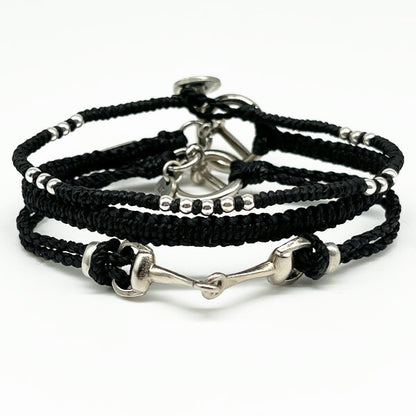 [wakami] ワカミ ブレスレット 3ストランド ブラック WAAN2201-03 ＜ 3Strand Horse Bit Bracelets 男女兼用 ユニセックス フェアトレード 手作り グァテマラ産 ＞【メール便送料無料】