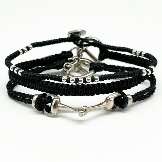 [wakami] ワカミ ブレスレット 3ストランド ブラック WAAN2201-03 ＜ 3Strand Horse Bit Bracelets 男女兼用 ユニセックス フェアトレード 手作り グァテマラ産 ＞【メール便送料無料】